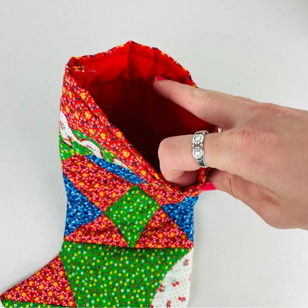 Quilted Colorful‎ Patchwork Christmas Mom Stocking